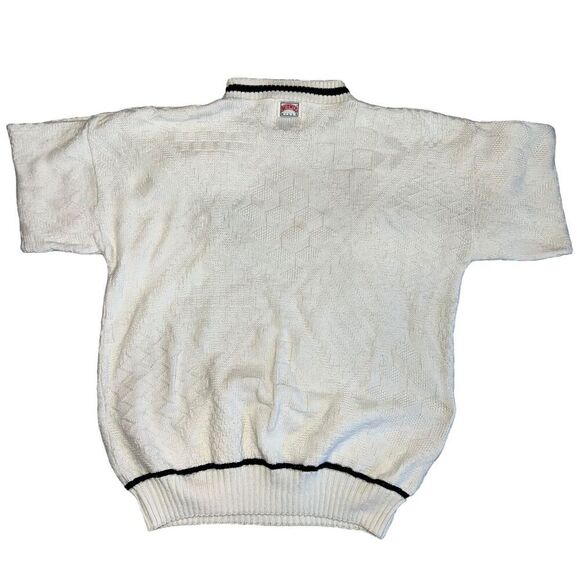 White Crewneck Men's Cardigan Sweater - Picture 2 of 9